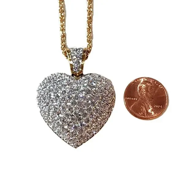 Swarovski Crystal Puffy Pave Heart Rope Necklace Retired - Picture 4 of 8